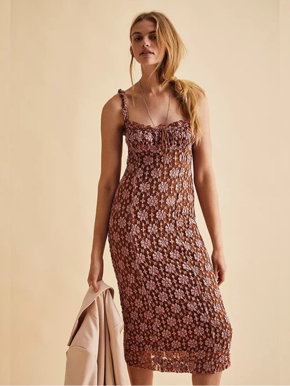 Free People Lucinda Lace Milkmaid Midi Dress
Size xs